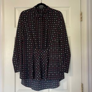 Thakoon patterned, size 8 long dress shirt